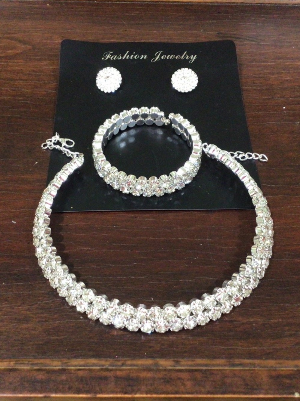 Fashion, jewelry, rhinestone, choker, bracelet, and earrings. NWT.